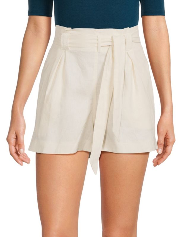 Max Studio Belted Linen Blend Shorts